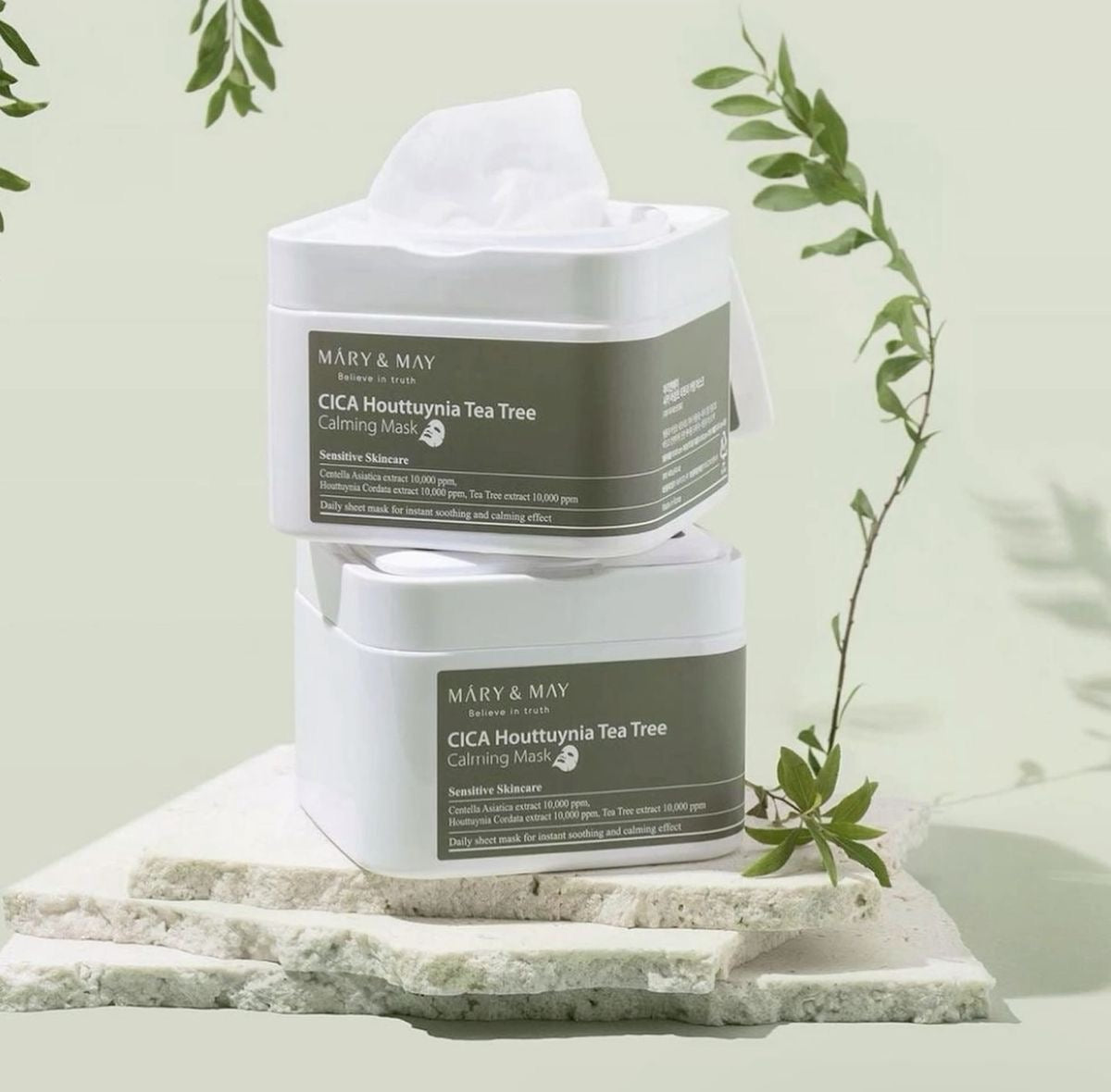 MARY&MAY CICA HOUTTUYNIA TEA TREE CALMING MASK 30PCS